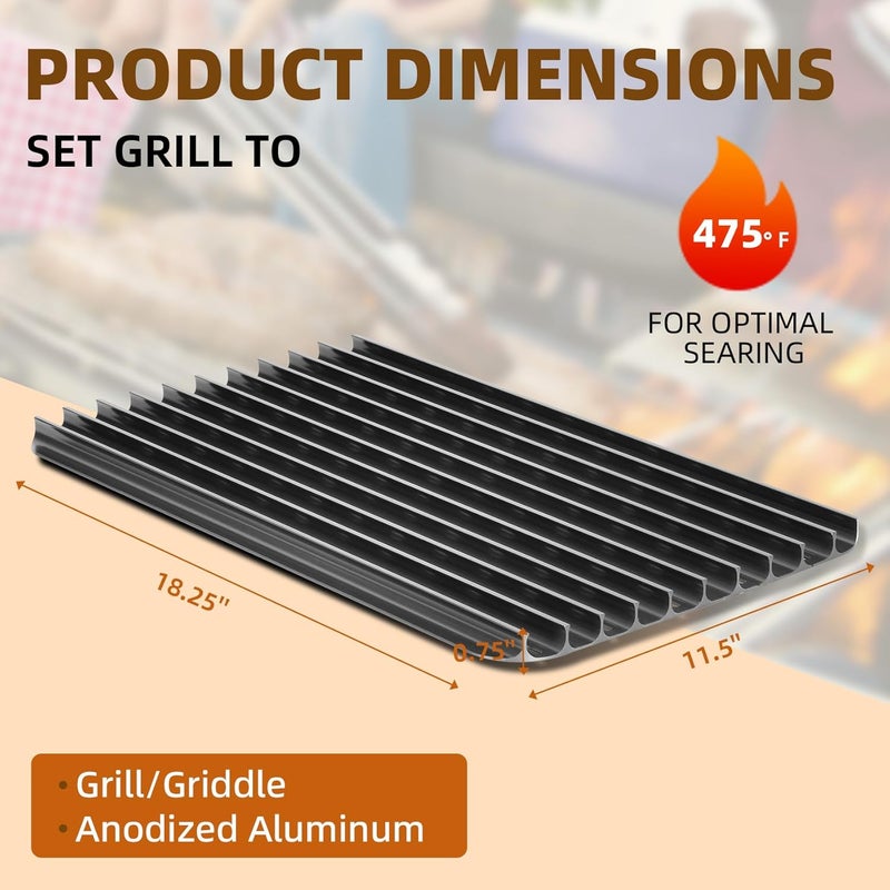 Longse BAC772 18.25''x11.5'' Sear Grate Grill Accessory, Reversible Grill Grate Compatible with Most Grills, Aluminum Sear Grate with Non-Stick, Competition Level Sear Marks Capture Flavor and Moisture - Image 4